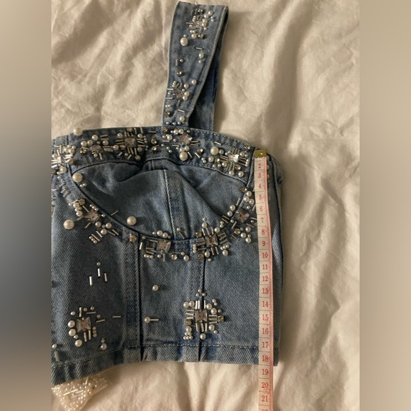 PatBo Hand-beaded Denim Top NWT - Picture 8 of 16